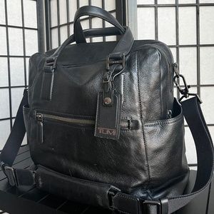 Tumi Black Leather Carry-on Holdall Travel Bag